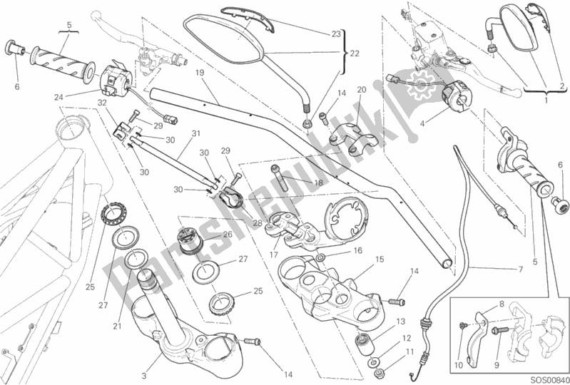 Todas as partes de Guiador E Controles do Ducati Scrambler Desert Sled 803 2017